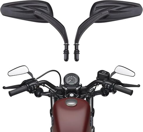 KEMIMOTO Street Glide Mirrors Motorcycle Rear View Mirrors Long Stem Compatible with Dyna Softail Sportster Road King Electra Glide Road Glide Sport Glide 1982-2024 Teardrop Chrome in Saudi Arabia