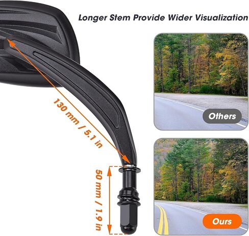 KEMIMOTO Street Glide Mirrors Motorcycle Rear View Mirrors Long Stem Compatible with Dyna Softail Sportster Road King Electra Glide Road Glide Sport Glide 1982-2024 Teardrop Chrome in Saudi Arabia