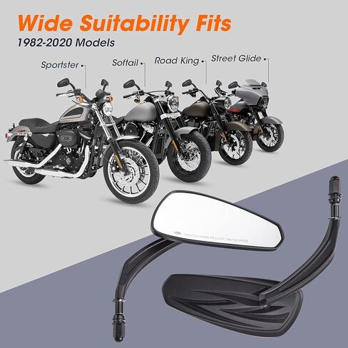 KEMIMOTO Street Glide Mirrors Motorcycle Rear View Mirrors Long Stem Compatible with Dyna Softail Sportster Road King Electra Glide Road Glide Sport Glide 1982-2024 Teardrop Chrome in Saudi Arabia