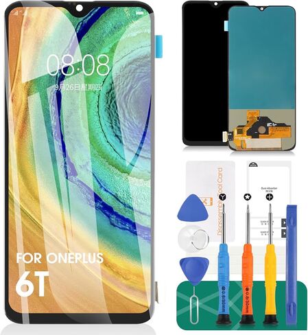 OLED for Oneplus 6T Screen Replacement for Oneplus 6T LCD Digitizer Repair Kits for Oneplus A6010 A6013 Touch Screen Display Assembly Replacement Black (with Fingerprint) in Saudi Arabia