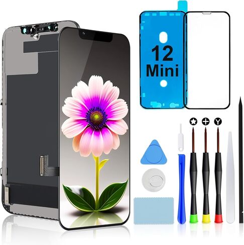 Brinonac for iPhone 12 Mini Screen Replacement Kit - 5.4 inch Full HD LCD Display, Touch Digitizer Assembly Set with Repair Tools and Tempered Glass Protector in Saudi Arabia