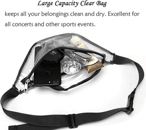 حقيبة Y&R Direct Clear Fanny Pack معتمدة للنساء والرجال، حقيبة شفافة ومحفظة شفافة للحفلات الرياضية والحفلات الراقصة in Kuwait