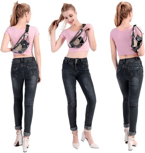 حقيبة Y&R Direct Clear Fanny Pack معتمدة للنساء والرجال، حقيبة شفافة ومحفظة شفافة للحفلات الرياضية والحفلات الراقصة in Kuwait