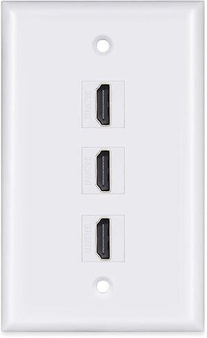 HDMI Wall Plate 3 Port,PHIZLI 1 Port Cat6 Ethernet HDMI 2.0 Decorative Wall Plate Female to Female for HDTV(White) in Saudi Arabia