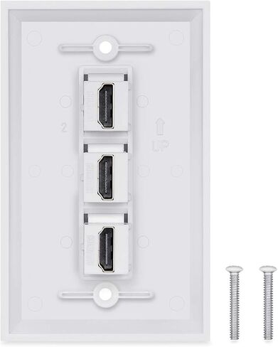 HDMI Wall Plate 3 Port,PHIZLI 1 Port Cat6 Ethernet HDMI 2.0 Decorative Wall Plate Female to Female for HDTV(White) in Saudi Arabia