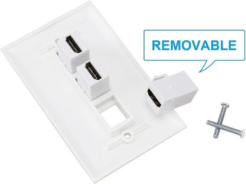 HDMI Wall Plate 3 Port,PHIZLI 1 Port Cat6 Ethernet HDMI 2.0 Decorative Wall Plate Female to Female for HDTV(White) in Saudi Arabia