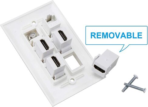 HDMI Wall Plate 3 Port,PHIZLI 1 Port Cat6 Ethernet HDMI 2.0 Decorative Wall Plate Female to Female for HDTV(White) in Saudi Arabia