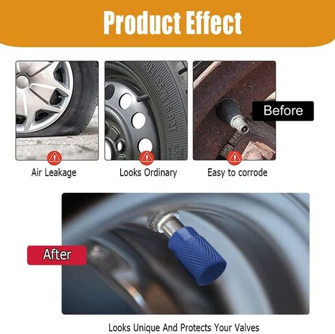 5 Pcs Car Tire Valve Stem Caps, Aluminum Tire Valve Stem Caps, Dust Proof with O Rubber Seal, Universal for Cars, SUVs, Bike, Trucks and Motorcycles (Blue) in Saudi Arabia