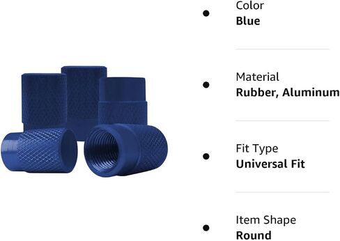 5 Pcs Car Tire Valve Stem Caps, Aluminum Tire Valve Stem Caps, Dust Proof with O Rubber Seal, Universal for Cars, SUVs, Bike, Trucks and Motorcycles (Blue) in Saudi Arabia