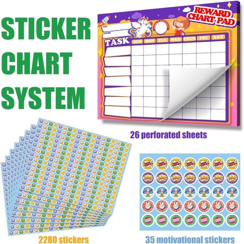 Chores Chart Behavior Reward Chart for Kids Magnetic Routine Chart with 26 Chore Charts 2280 Stickers 35 Motivational Stickers Potty Training Chart Motivate Responsibility Good Habits in Kuwait