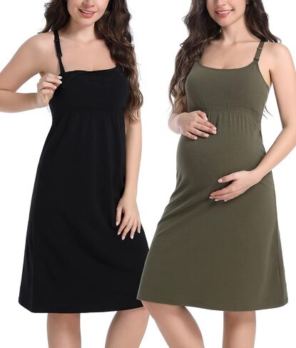 SUIEK Womens Maternity Nursing Tank Tops Cotton Camisole Breastfeeding Nightgown in Saudi Arabia