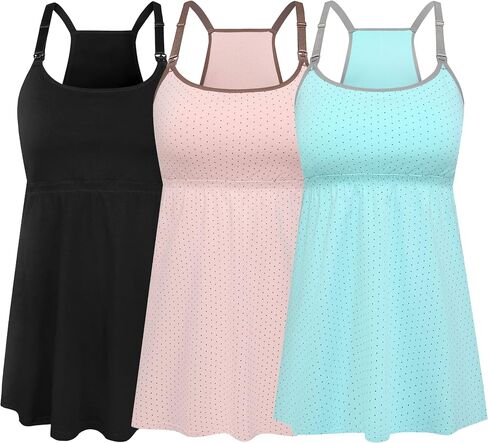 SUIEK Womens Maternity Nursing Tank Tops Cotton Camisole Breastfeeding Nightgown in Saudi Arabia