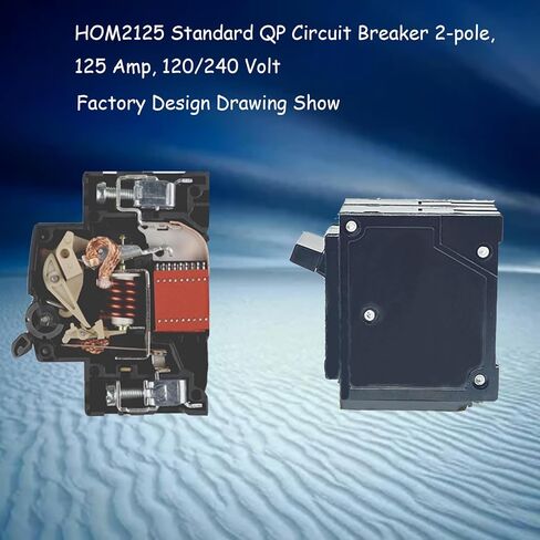 قاطع دائرة مزدوج القطب 125 أمبير HOM2125CP، 120 فولت/240 فولت، استبدل قاطع الدائرة المربع D HOM2125CP، متوافق مع مراكز تحميل Homeline وأجهزة CSED، مصنف لـ 10,000 هواء، ضمان 5 سنوات in Kuwait