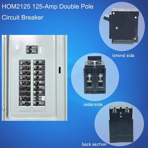 قاطع دائرة مزدوج القطب 125 أمبير HOM2125CP، 120 فولت/240 فولت، استبدل قاطع الدائرة المربع D HOM2125CP، متوافق مع مراكز تحميل Homeline وأجهزة CSED، مصنف لـ 10,000 هواء، ضمان 5 سنوات in Kuwait