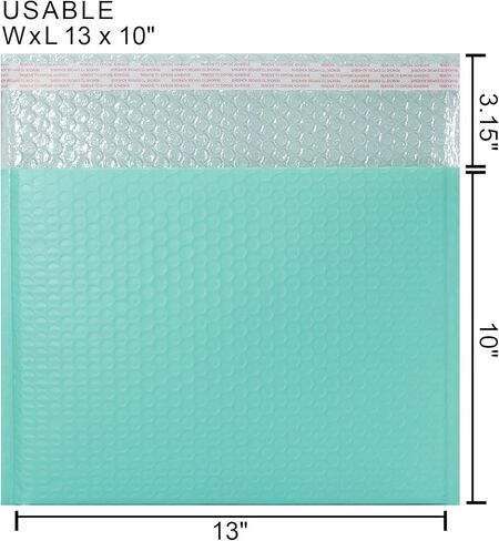 13 × 10 بوصة فقاعات بريدية ذات فتحة جانبية باللون الأزرق المخضر (25 حزمة) in Kuwait