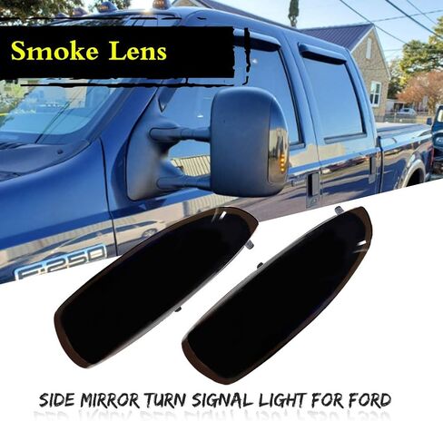 GTINTHEBOX for 2003 2004 2005 2006 2007 Ford F250 F350 F450 F550 F650 Super Duty and 2000-2005 Ford Excursion Smoked Lens LED Side Mirror Marker Turn Signal Light in Saudi Arabia