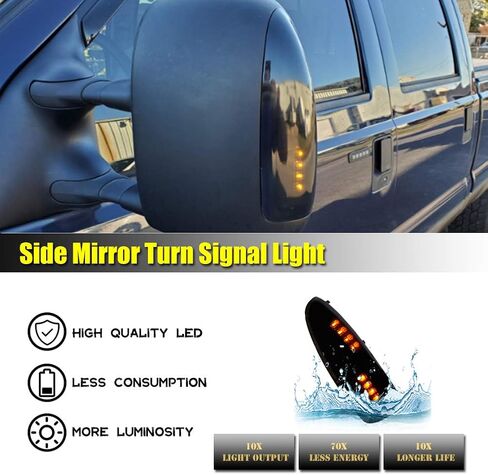GTINTHEBOX for 2003 2004 2005 2006 2007 Ford F250 F350 F450 F550 F650 Super Duty and 2000-2005 Ford Excursion Smoked Lens LED Side Mirror Marker Turn Signal Light in Saudi Arabia