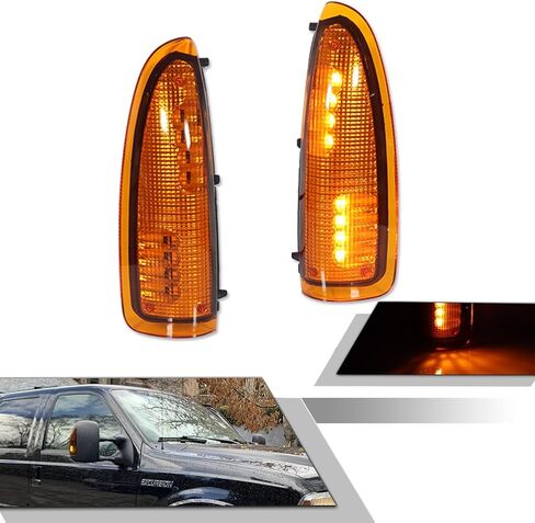 GTINTHEBOX لـ 2003 2004 2005 2006 2007 Ford F250 F350 F450 F550 F650 Super Duty و2000-2005 Ford Excursion عدسة مدخنة LED مرآة جانبية مصباح إشارة الانعطاف in Saudi Arabia