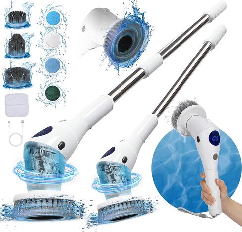 Meledols Electric Spin Scrubber, Cordless Shower Scrubber with 7 Replaceable Brush Heads, Cleaning Brush - Adjustable Extension Arm, 3 Adjustable Speeds Power Scrubber for Bathroom,Tile, Floor, SD-808 in Saudi Arabia