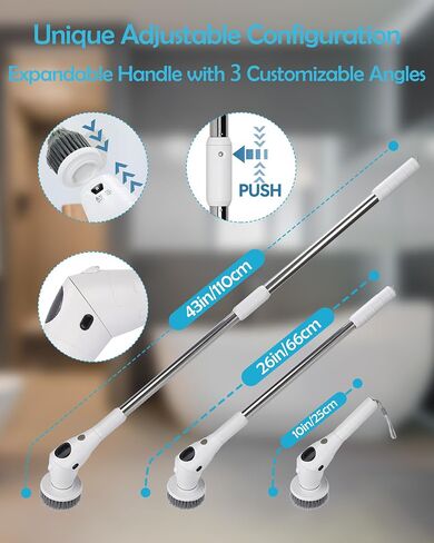 Meledols Electric Spin Scrubber, Cordless Shower Scrubber with 7 Replaceable Brush Heads, Cleaning Brush - Adjustable Extension Arm, 3 Adjustable Speeds Power Scrubber for Bathroom,Tile, Floor, SD-808 in Saudi Arabia