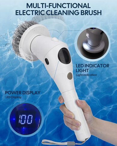 Meledols Electric Spin Scrubber, Cordless Shower Scrubber with 7 Replaceable Brush Heads, Cleaning Brush - Adjustable Extension Arm, 3 Adjustable Speeds Power Scrubber for Bathroom,Tile, Floor, SD-808 in Saudi Arabia