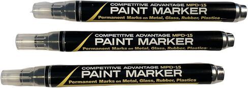 Competitive Advantage Enamel Paint Marker | MPD-15 | MEDIUM - 3 packs | Industrial Grade - 10ml | Multi-Surface | (17) Colors | Non-Toxic | Apiary Friendly (Matte Black, Medium - 3 pack) in Saudi Arabia