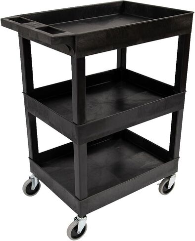 FSE Luxor 373-SEC111-B-OUTRIG 24" x 18" Plastic Utility Tub Cart - Three Shelves with Outrigger Utility Cart Bins in Saudi Arabia