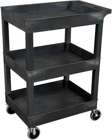FSE Luxor 373-SEC111-B-OUTRIG 24" x 18" Plastic Utility Tub Cart - Three Shelves with Outrigger Utility Cart Bins in Saudi Arabia