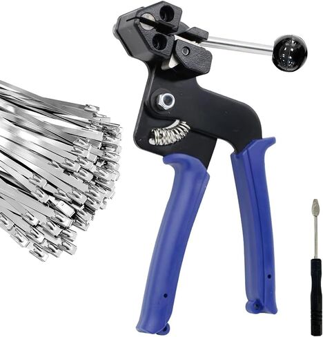 Sutekus Cable Tie Gun Kit Stainless Steel Tie Tool with 100 Pieces Stainless Steel Cable Zip Ties for Fastening & Cutting Up To 12mm Width Cable Ties (l Trigger) in Saudi Arabia