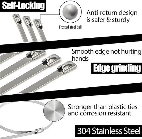 Sutekus Cable Tie Gun Kit Stainless Steel Tie Tool with 100 Pieces Stainless Steel Cable Zip Ties for Fastening & Cutting Up To 12mm Width Cable Ties (l Trigger) in Saudi Arabia