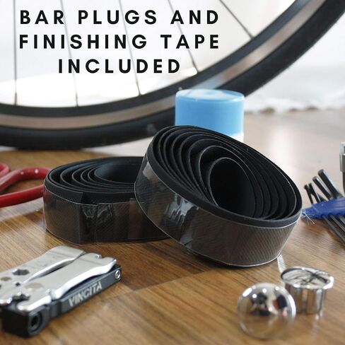 شريط قبضة الدراجة السيليكون من Vincita لمقود دراجة الطريق - لون أسود - صنبور مقود ركوب الدراجات مصنوع من السيليكون، لا حاجة إلى مادة لاصقة in Kuwait