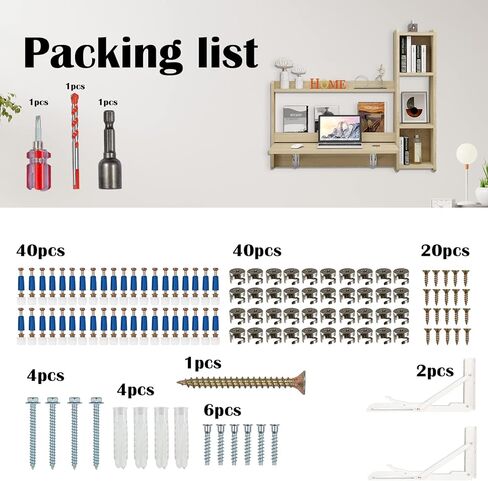 مكتب Pmnianhua العائم، مكتب مثبت على الحائط مقاس 41 بوصة، مكتب كمبيوتر محمول قابل للطي، محطة عمل طاولة توفير المساحة مع أرفف تخزين لغرفة النوم وغرفة الدراسة ومساحة صغيرة (أبيض-يمين) in Kuwait