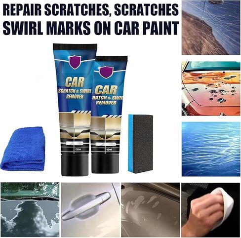 Car Scratch Remover, Premium Car Scratch Remover Kit, Scratch and Swirl Remover Solvent Repair Paint Scratches（120ML+Sponge） in Kuwait