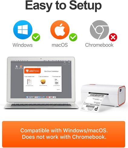 طابعة ملصقات شحن حرارية 4x6 - طابعة حرارية مباشرة عالية السرعة، طابعة ملصقات سطح المكتب - متوافقة مع Amazon، Ebay، Shopify، Etsy، UPS، USPS، FedEx، DHL in Kuwait