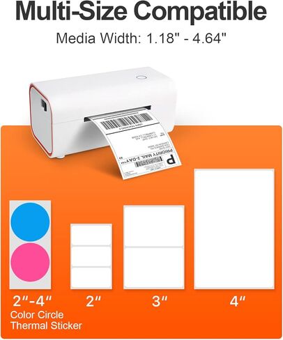 طابعة ملصقات شحن حرارية 4x6 - طابعة حرارية مباشرة عالية السرعة، طابعة ملصقات سطح المكتب - متوافقة مع Amazon، Ebay، Shopify، Etsy، UPS، USPS، FedEx، DHL in Kuwait