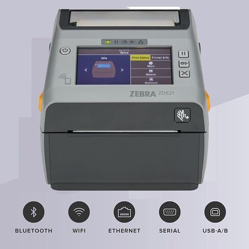 Zebra ZD621 Direct Thermal Desktop Printer Color Touch LCD 203 dpi Print Width 4-inch USB Serial Ethernet 802.11ac ZD6A142-D01L01EZ (Renewed) in Saudi Arabia
