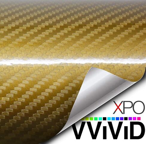 VViViD 5D High Gloss Gold Epoxy Carbon Fiber Automotive Vinyl Wrap Film Roll (1.5 Foot by 5 Foot) in Saudi Arabia