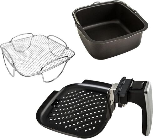 NuWave 3QT Brio Digital Air Fryer Accessory Kit – Includes Stainless Steel Baking Pan, Reversible Cooking Rack & Grill Pan, Compatible with 3QT Brio Models in Saudi Arabia