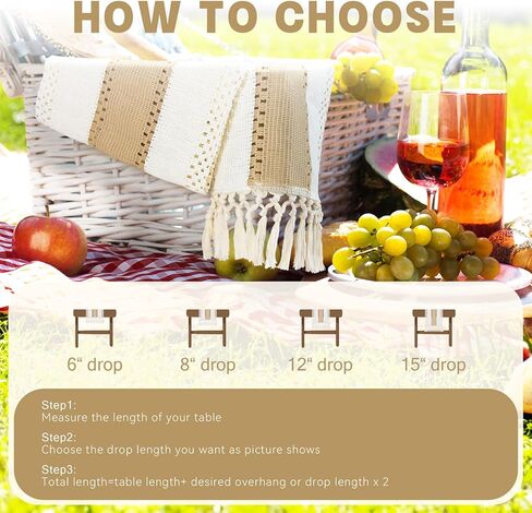 2 حزمة مكرامية الجدول عداء نمط المزرعة - 72 بوصة عيد الميلاد الجدول عداء الربط المنسوجة الجدول عداء مع شرابة البيج مزرعة الخريف الديكور لديكور الزفاف البوهيمي ريفي دش الزفاف in Kuwait