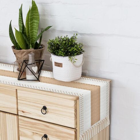 2 حزمة مكرامية الجدول عداء نمط المزرعة - 72 بوصة عيد الميلاد الجدول عداء الربط المنسوجة الجدول عداء مع شرابة البيج مزرعة الخريف الديكور لديكور الزفاف البوهيمي ريفي دش الزفاف in Kuwait