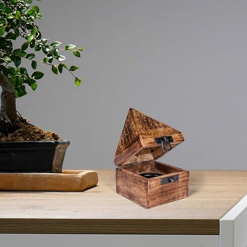 Wooden Coffin Incense Stick Cone Burner Holder Stand with Storage Compartment Ash Catcher Hand Carved, Incense Stick Stand, Stick Holder, Incense Burners - Burnt Color - 12"x2.25"x2.75" in Saudi Arabia