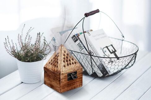 Wooden Coffin Incense Stick Cone Burner Holder Stand with Storage Compartment Ash Catcher Hand Carved, Incense Stick Stand, Stick Holder, Incense Burners - Burnt Color - 12"x2.25"x2.75" in Saudi Arabia