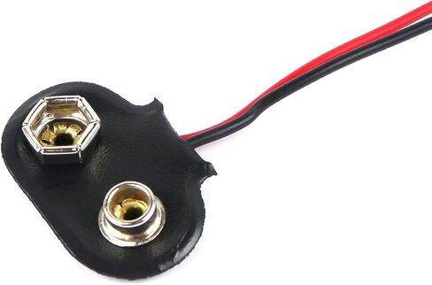 10cm Length 9V-Battery Clip Connector, 9 Volt Long Cable Connection Soft Shell T Type Black, Pack of 5 in Saudi Arabia