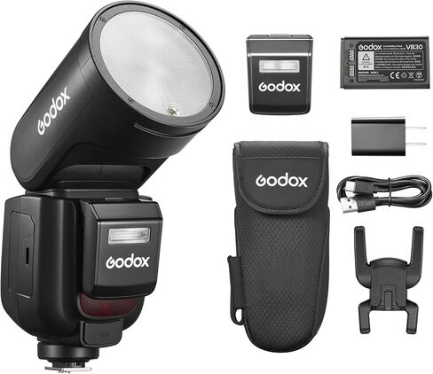 فلاش كاميرا Godox V1 Pro Round Head TTL لكاميرا Canon، يدعم مزامنة عالية السرعة 1/8000 ثانية، مفتاح TTL/يدوي، فلاش SUB قابل للفصل، ومضات طاقة كاملة 500 مرة، وقت إعادة التدوير 1.3 ثانية in Saudi Arabia
