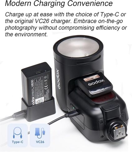 فلاش كاميرا Godox V1 Pro Round Head TTL لكاميرا Canon، يدعم مزامنة عالية السرعة 1/8000 ثانية، مفتاح TTL/يدوي، فلاش SUB قابل للفصل، ومضات طاقة كاملة 500 مرة، وقت إعادة التدوير 1.3 ثانية in Saudi Arabia