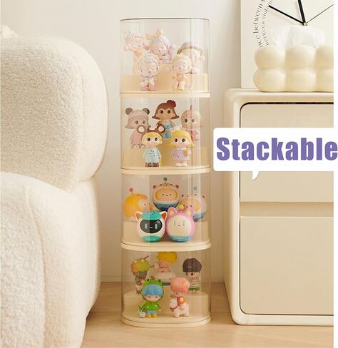 Clear Display Case with Ladder, Unibody Design(Free-Installation) Stackable Storage Box for for Mini Figurines Funko pop (7.3x5.5/H6.3 inch) in Saudi Arabia