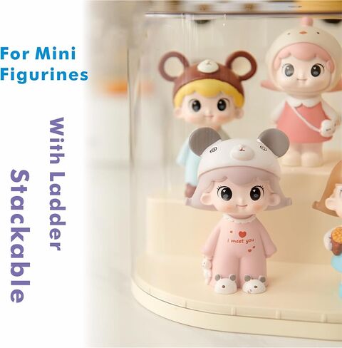 Clear Display Case with Ladder, Unibody Design(Free-Installation) Stackable Storage Box for for Mini Figurines Funko pop (7.3x5.5/H6.3 inch) in Saudi Arabia