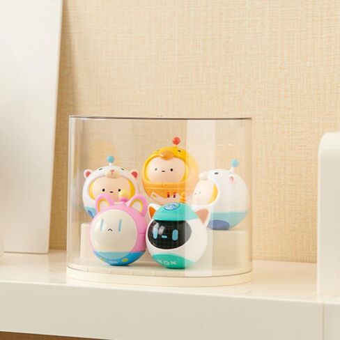 Clear Display Case with Ladder, Unibody Design(Free-Installation) Stackable Storage Box for for Mini Figurines Funko pop (7.3x5.5/H6.3 inch) in Saudi Arabia