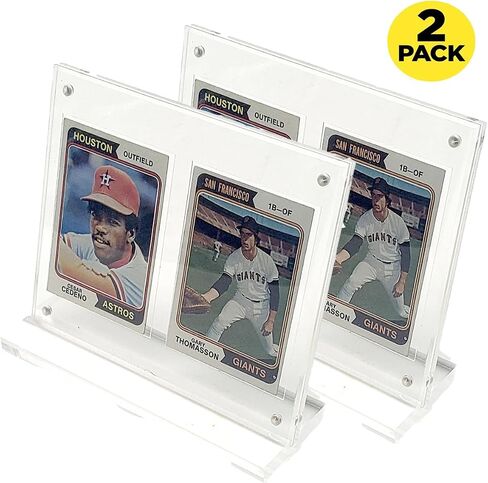 2-Pack Thick Acrylic Baseball Football Trading Card Holder Magnetic Protectors Super Clear Display (2 Card (2 Pack)) in Saudi Arabia
