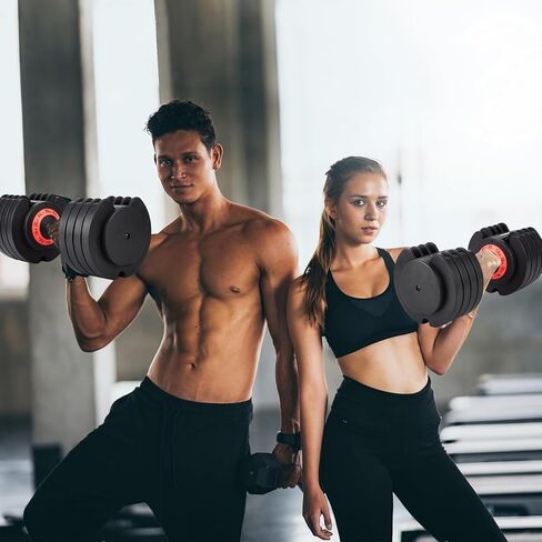 Adjustable Dumbbell Set 25/55LB Dumbbell Weights, Free Weights Dumbbell with Anti-Slip Handle, Suitable for Home Gym Full Body Workout Fitness in Saudi Arabia